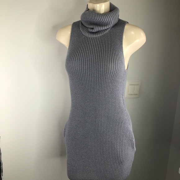 NWOT HAODUOYI grey/blue textured knit dress  M - Picture 3 of 9